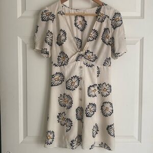 Urban Outfitters Mini Dress Size S Bettie Twist-Front Black Floral Daisy Print